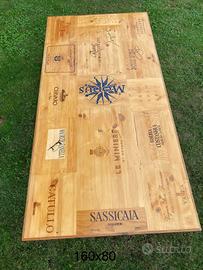Tavolo artigianale in legno con casse vino 160x80