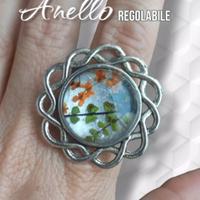 Anello regolabile con fiori veri - Artigianato