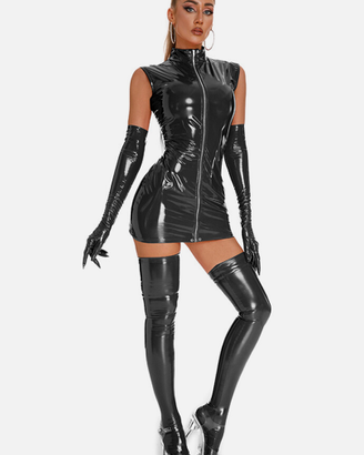 Vestito donna ecopelle effetto lucido taglia S