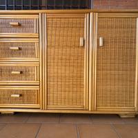 Mobile cassettiera rattan/bambù anni ‘70