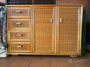 Mobile cassettiera rattan/bambù anni ‘70