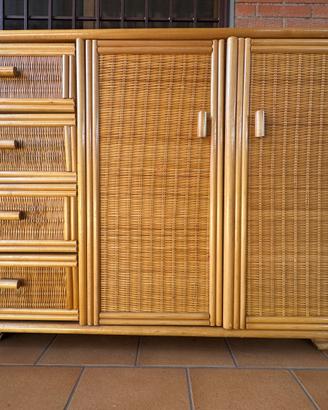 Mobile cassettiera rattan/bambù anni ‘70