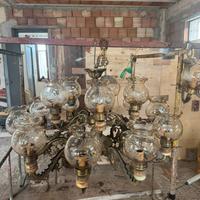 Lampadario in ottone e onice