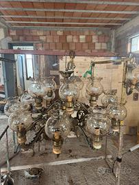 Lampadario in ottone e onice