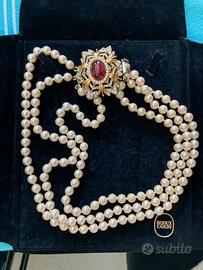 Collana di perle Cascio chiusura placcata oro