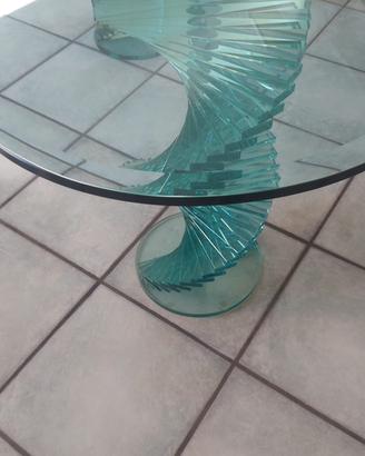 Tavolo cristallo con piedi a spirale