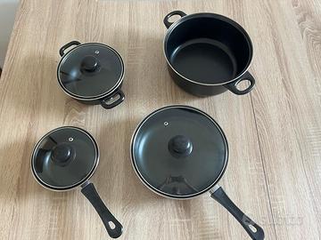 Set pentole nere antiaderenti completo 7 pezzi