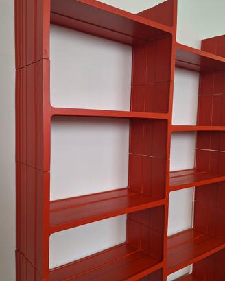 Libreria modulare arancione anni '70