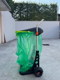 carrello porta sacco rifiuti con ruote e coperchio