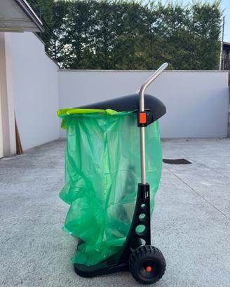 carrello porta sacco rifiuti con ruote e coperchio
