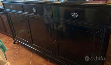 Credenza madia classica laccata nera lucida