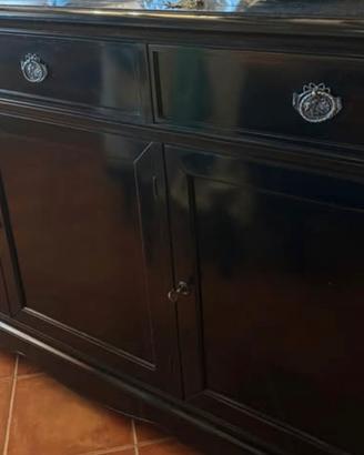 Credenza madia classica laccata nera lucida