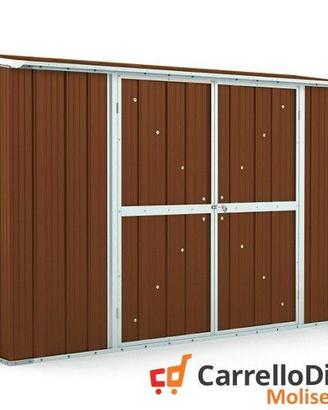 Casetta in lamiera esterno 307x100cm legno scuro