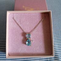 Collana con ciondolo gatto azzurro