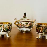 Set Capodimonte tazze zuccheriera dipinte a mano