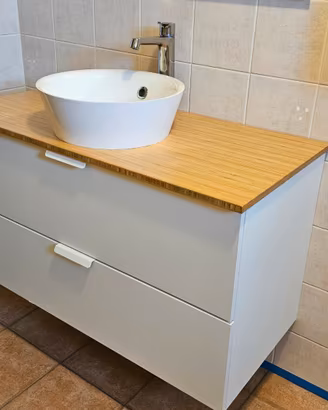 Mobile bagno IKEA 102 cm con pian in bambù
