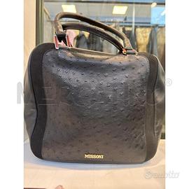 BORSA D MISSONI PELLE STRUZZO NERA BRD CAMOSCIO CO