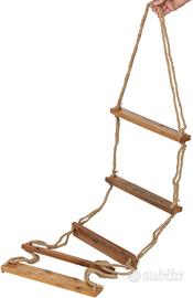Scala sospesa in juta 5 gradini in legno 175x40cm