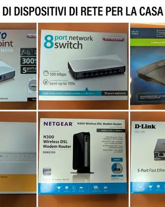 Lotto 5 Dispositivi Rete Wi-Fi e Switch Ethernet