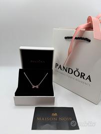 Collana pandora con  fiocco rosa