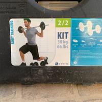 pesi in ghisa + bilanciere e 2 manubri kit 30 kg
