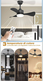 Ventilatore da Soffitto con Luce e Telecomando+