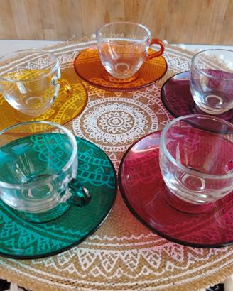 Set tazzine in vetro colorato da caffé 5pz