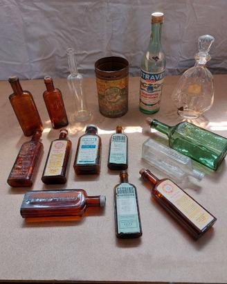 lotto bottiglie vetro epoca liquori e farmaceutica