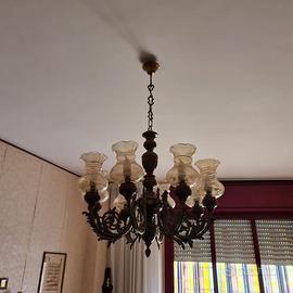 Lampadario anni 70 con due applique