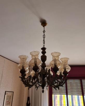 Lampadario anni 70 con due applique