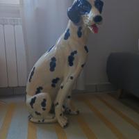 grande statua vintage dalmata in ceramica dipinta
