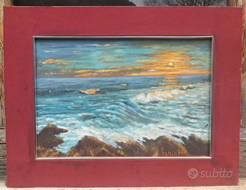 Alba sul mare quadro dipinto ad olio