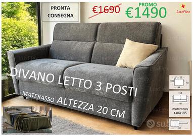 Divano Letto 3 Posti - Materasso alto 20 cm