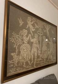 Raro quadro filet uncinetto siciliano anni 60/70