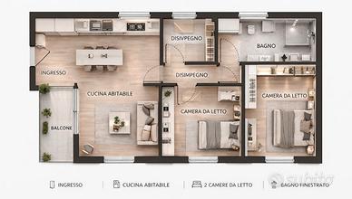 Trilocale con balcone e doppia esposizione-MM3