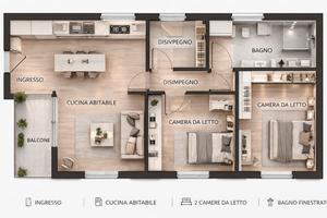 Trilocale con balcone e doppia esposizione-MM3