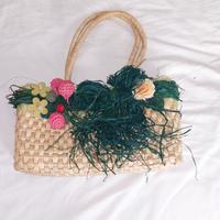 Borsa da mare in paglia e rafia con fiori Carpisa