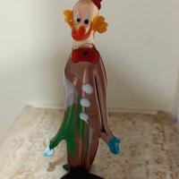 Statuina Clown multicolore in vetro di Murano 