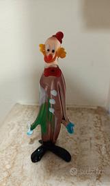 Statuina Clown multicolore in vetro di Murano 