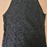 Canotta nera elegante con  perline tg XL
