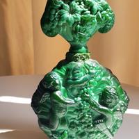 Vetro Decò_Boccetta in vetro malachite boema