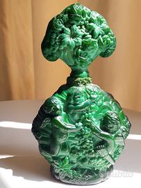 Vetro Decò_Boccetta in vetro malachite boema