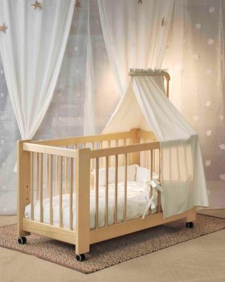 Lettino con sbarre in legno 