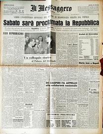 Il messaggero 6 giugno 1946 vittoria Repubblica
