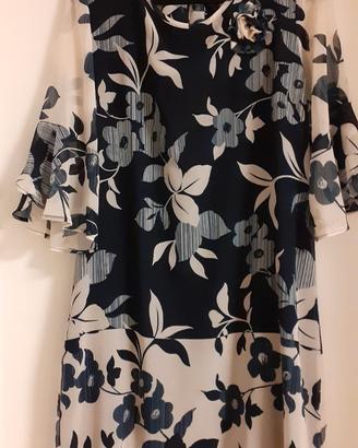 Abito in viscosa beige e blu