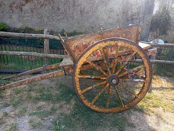carretto siciliano grande originale scolpito 