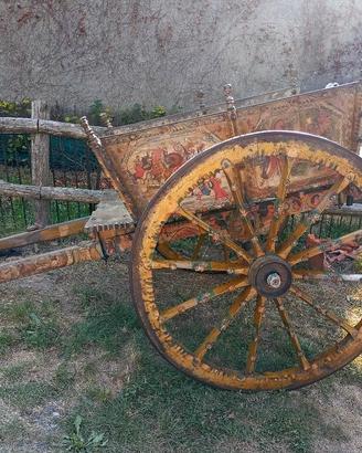 carretto siciliano grande originale scolpito 