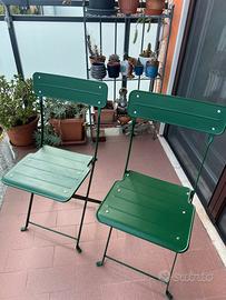 2 sedie da esterno pieghevoli in metallo 