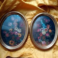 coppia di quadri a olio firmati René vintage 