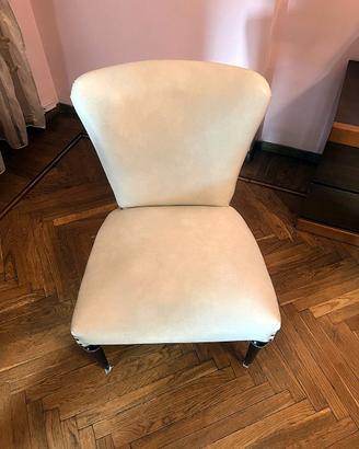 Poltroncina vintage in pelle bianca